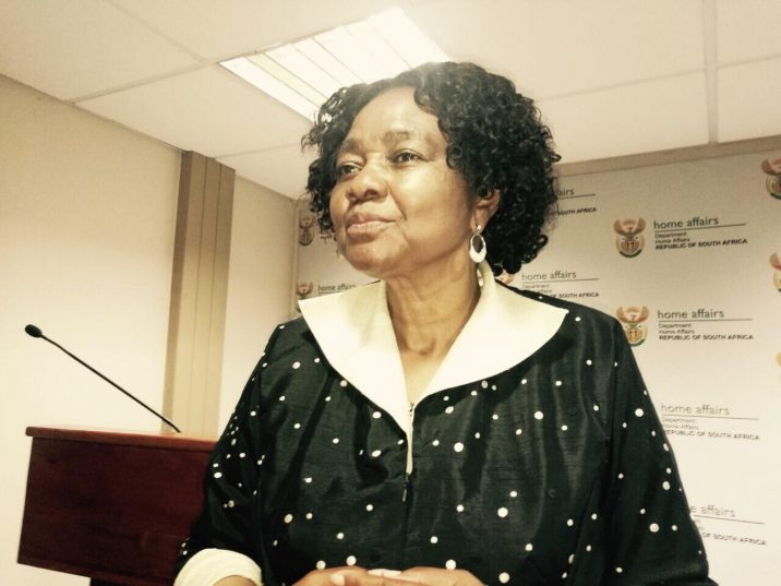 Home Affairs Minister, Professor Hlengiwe Mkhize, addresses reporters in Pretoria on Friday regarding the new four-year Zimbabwean Exemption Permit. PHOTO: ANA