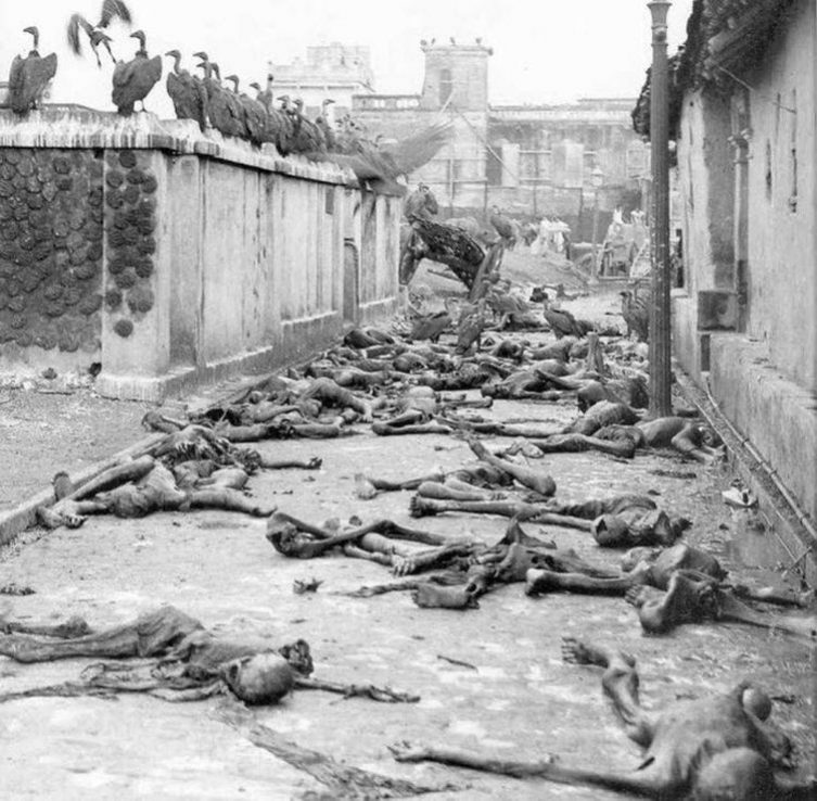 The Bengal famine of 1943 was the final British-administered famine in India and claimed around 3 million lives. When Winston Churchill was asked to stop shipping desperately needed foodstuffs out of Bengal, he said Indians were to blame for their own deaths for ‘breeding like rabbits’. Picture: Shutterstock, CC BY