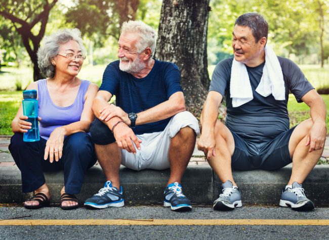 elderly people, friendship, fitness, healthy