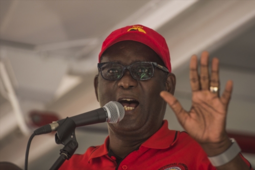 General secretary of the South African Federation of Trade Unions (Saftu), Zwelinzima Vavi, addresses the audience at Church Square during the #OccupyTreasury protest on March 31, 2017 in Pretoria, South Africa. (Photo by Gallo Images / Alet Pretorius)