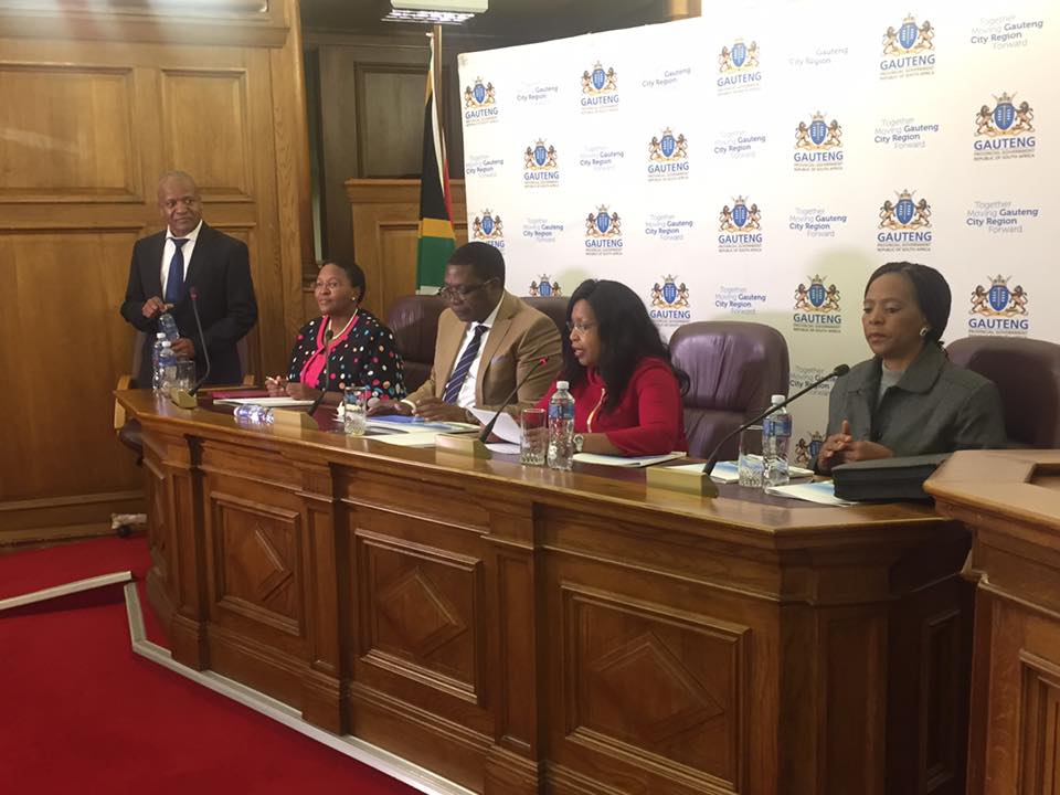 Former Health MEC Qedani Mahlangu during a social cluster media briefing. Facebook.