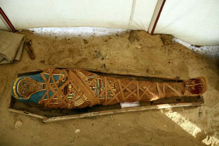 A 2008 picture from the Egyptian Supreme Council of          Antiquities shows a Greco-Roman era mummy that was also          discovered in Fayoum