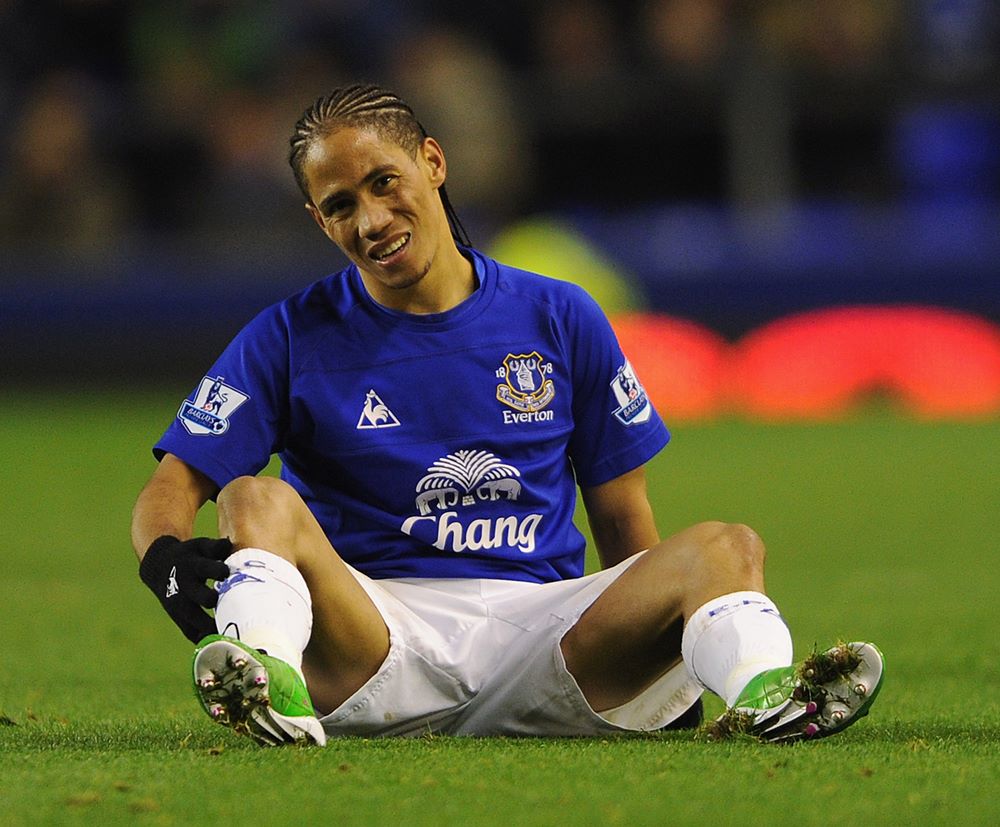 Steven Pienaar of Everton looks dejected during the Barclays Premier League match between Everton and Bolton Wanderers at Goodison Park on November 10, 2010 in Liverpool, England. Picture: Michael Regan/Getty Images