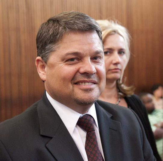 FILE PICTURE: The alleged rhino poaching gang leader Dawie Groenewald and his wife Sariette appear in court on September 30, 2011 in Musina. Picture: Gallo Images